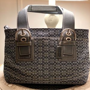 COACH SOHO MINI SIGNATURE TOTE Blue Jacquard